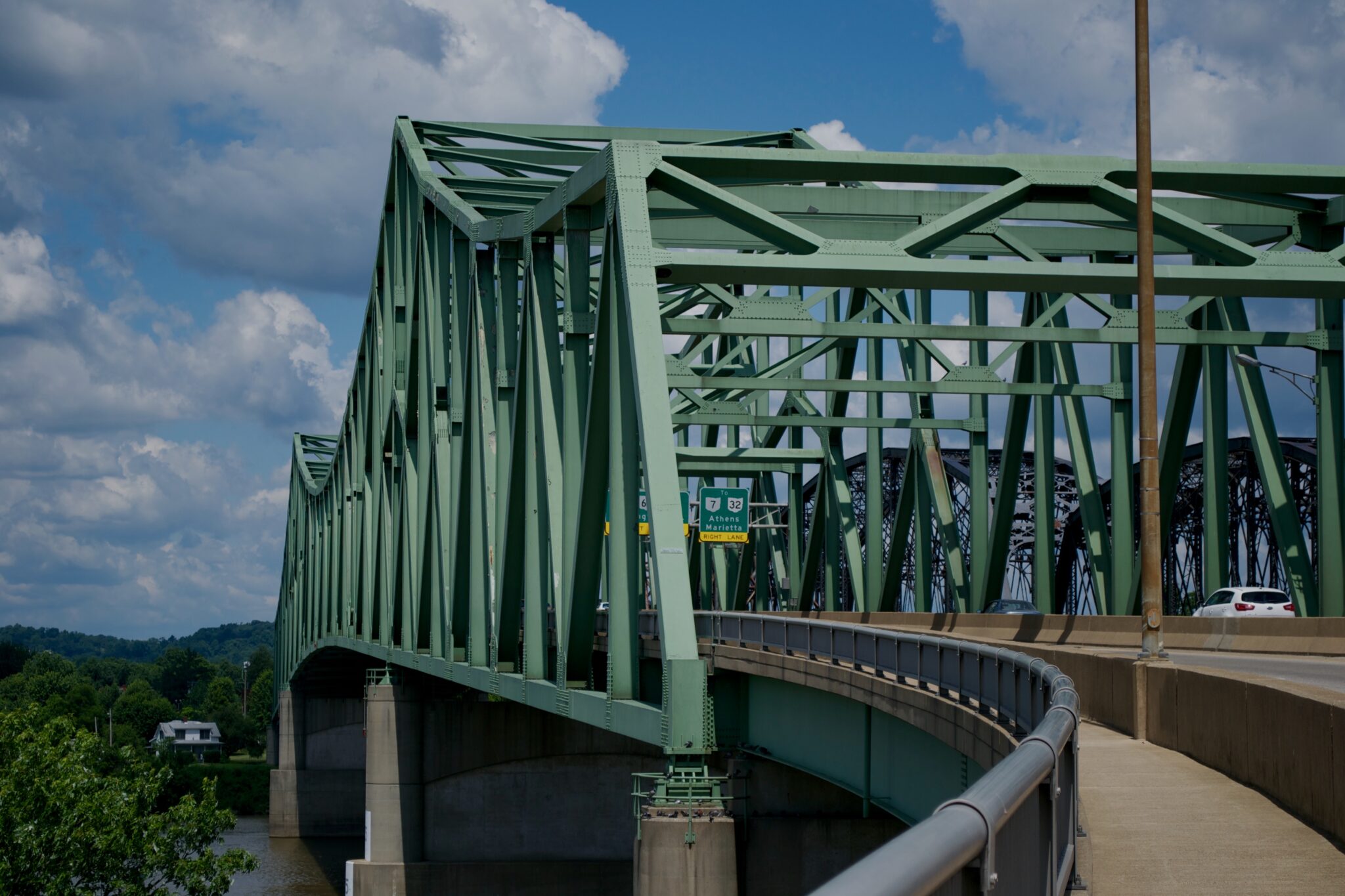 Image of a green highway bridge in west virginia
