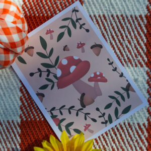 Hand-drawn Cottagecore Foraging Mushroom Art Print