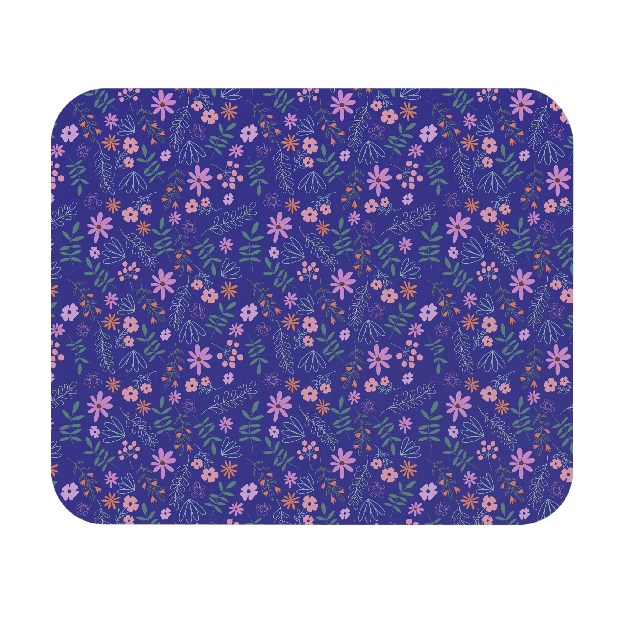 Hand-Drawn Blue Floral Mouse Pad - Image 2