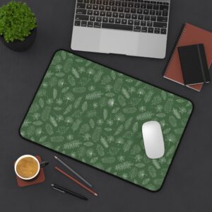 Hand-Drawn Green Leaves Desk Mat