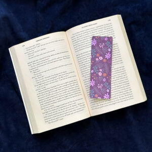 Purple Floral Laminated Bookmark