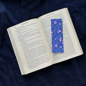 Blue Floral Laminated Bookmark