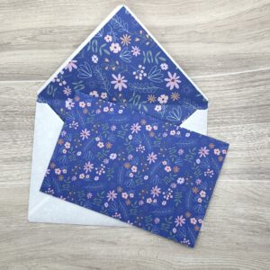 Blue Floral Card and Envelope Stationery Set