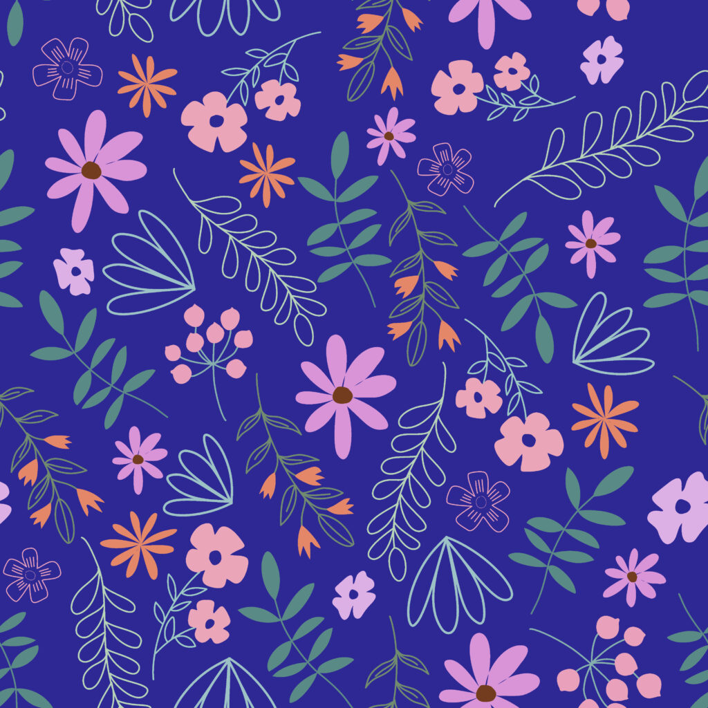 blue floral pattern small square