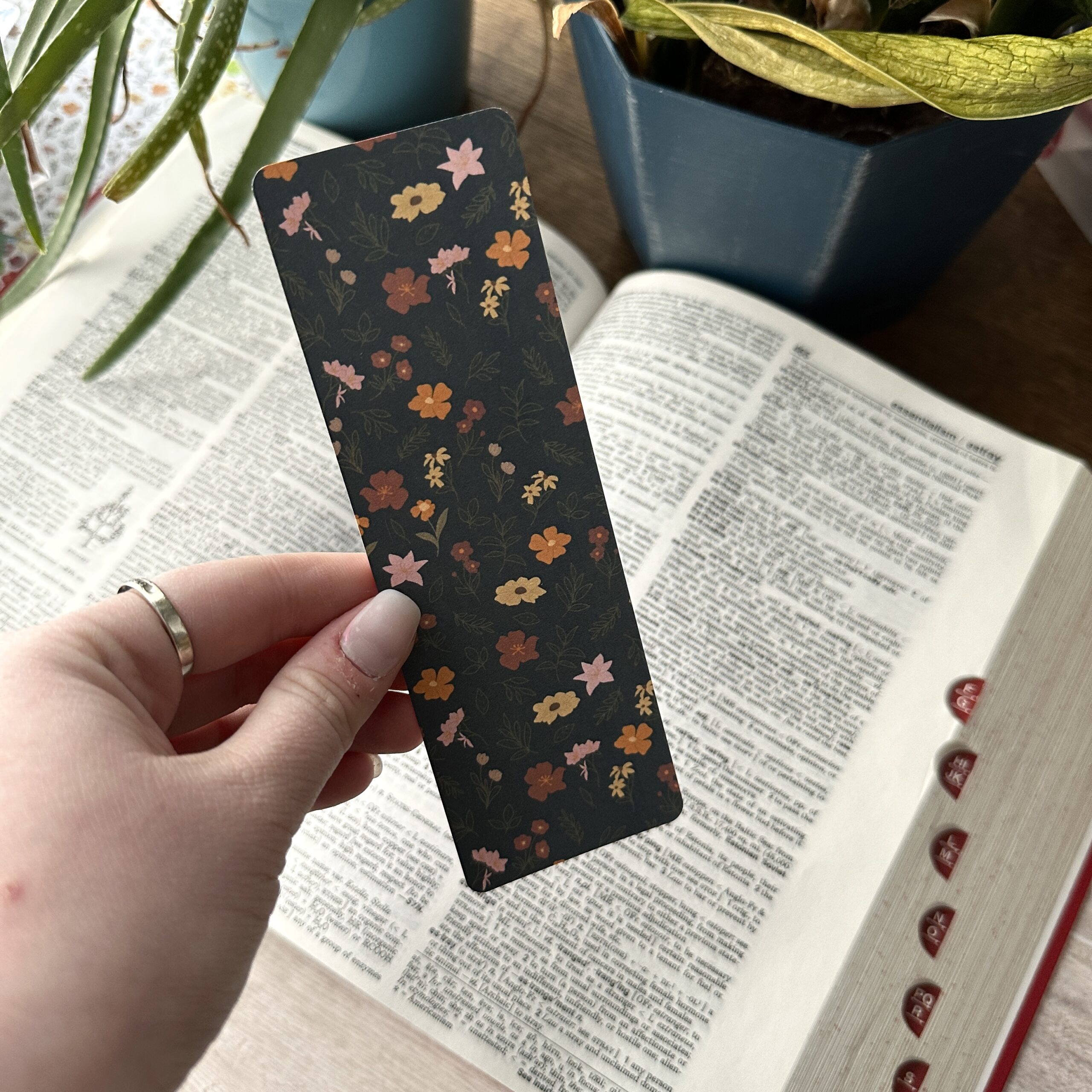 Dark Spring Floral Laminated Bookmark - Image 2