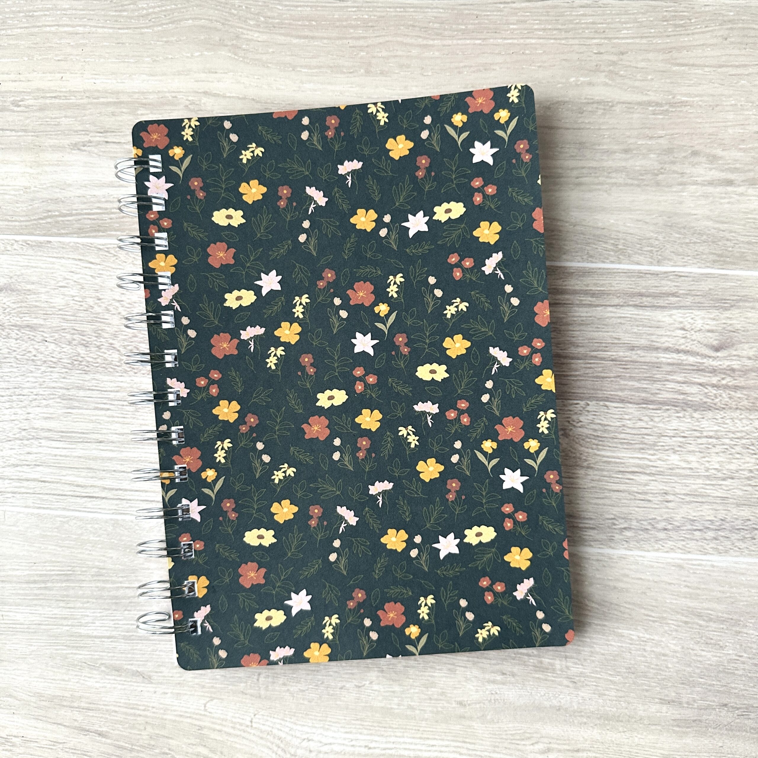 Dark Spring Floral Wire-O Notebook 5 x 7 - Image 2