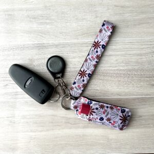 Pink Floral Lip Balm Holder and Wristlet Set